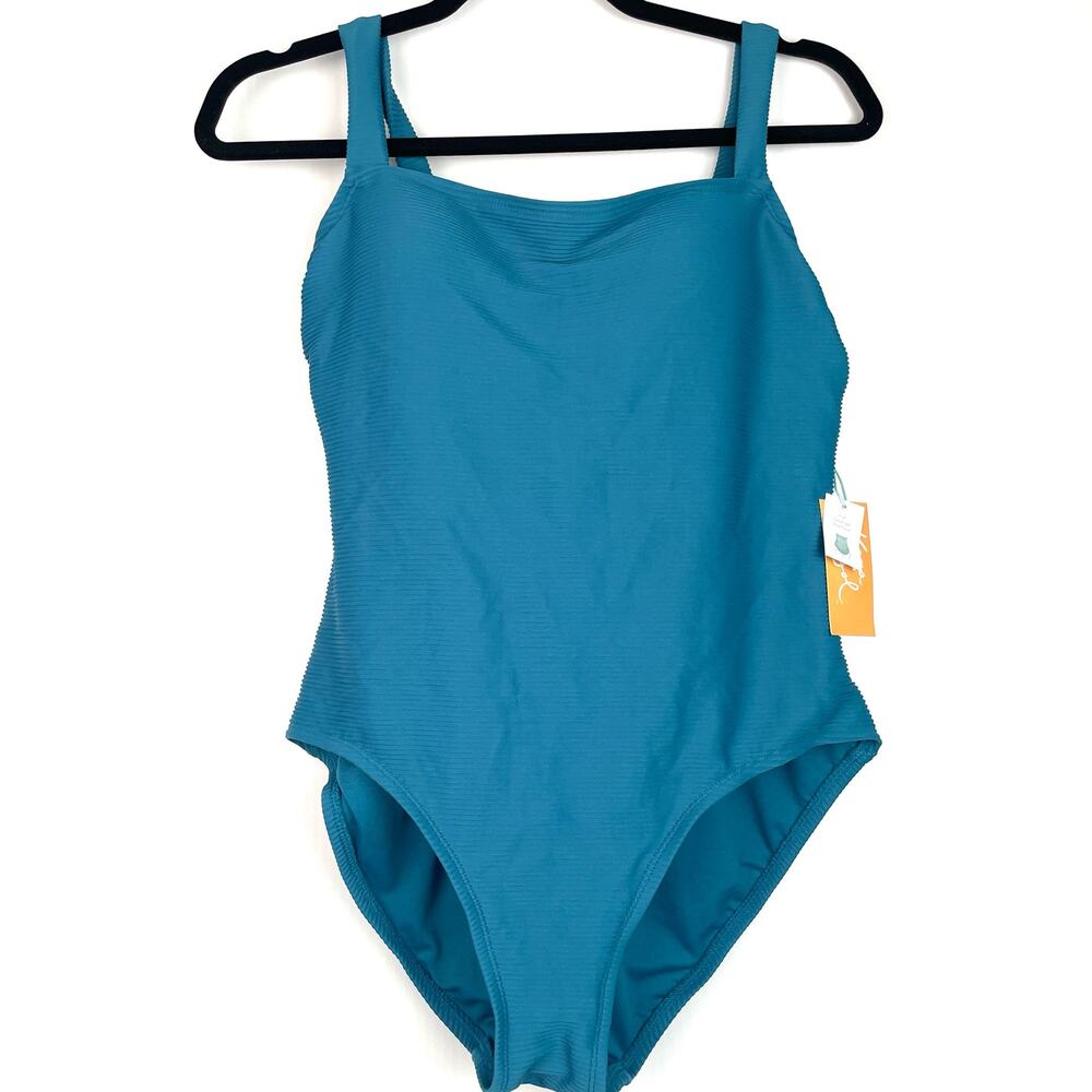 Kona Sol One Piece Swimsuit Teal Blue Size Large